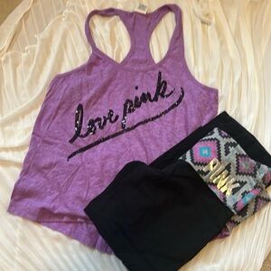 Vintage PINK VS Sequin Love Pink Racerback Oversized Tank
